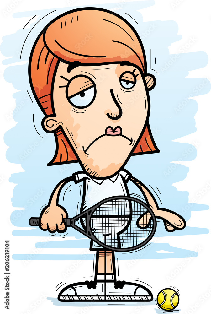 Sad Cartoon Tennis Player