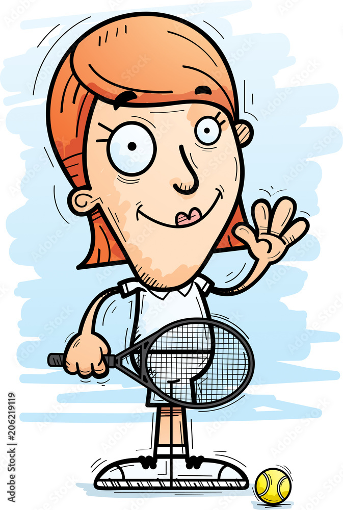 Cartoon Tennis Player Waving