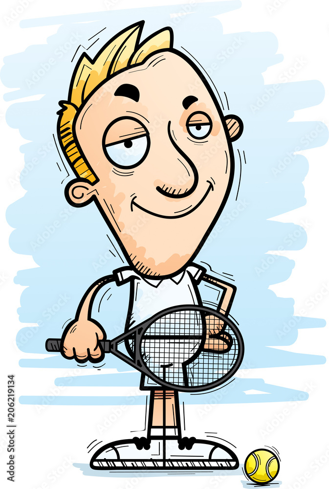 Confident Cartoon Tennis Player