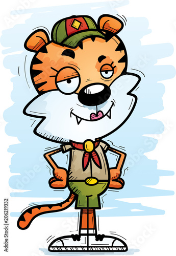 Confident Cartoon Female Tiger Scout