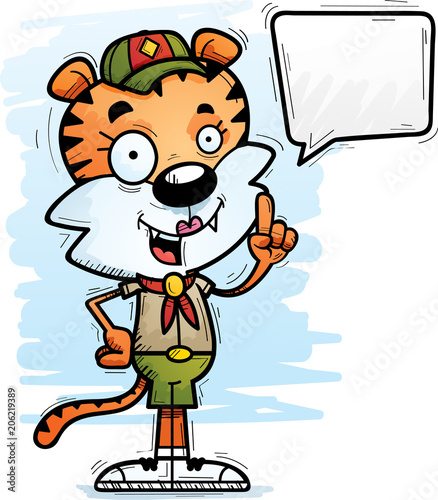 Cartoon Female Tiger Scout Talking