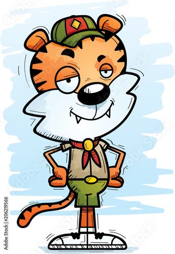 Confident Cartoon Male Tiger Scout