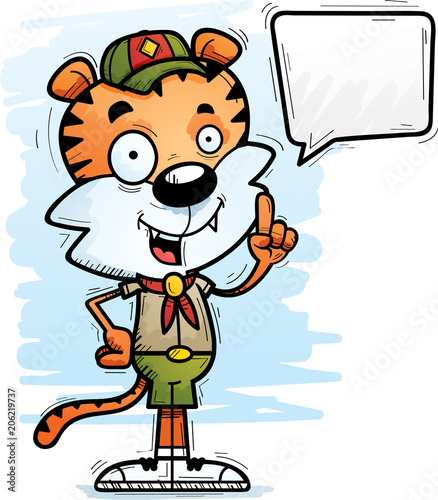 Fototapeta Naklejka Na Ścianę i Meble -  Cartoon Male Tiger Scout Talking