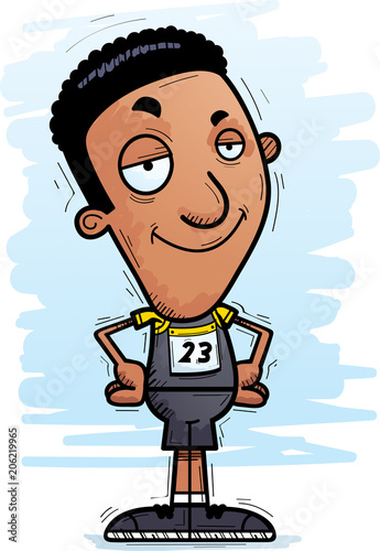 Confident Cartoon Black Track Athlete