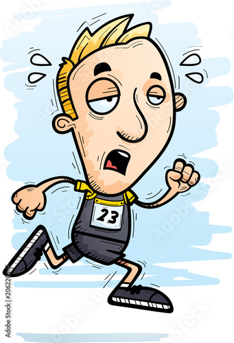 Exhausted Cartoon Track Athlete