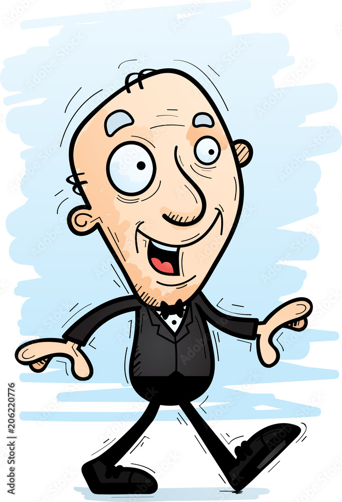 Cartoon Senior Groom Walking
