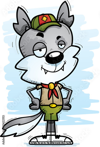 Confident Cartoon Male Wolf Scout