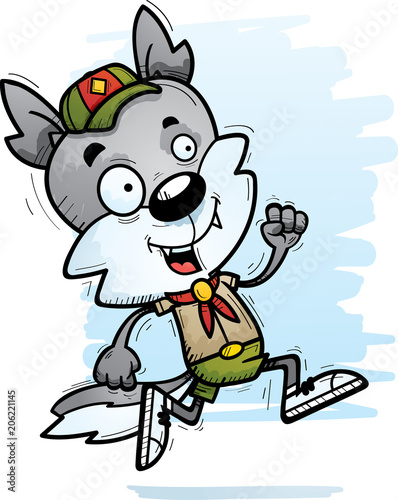Cartoon Male Wolf Scout Running