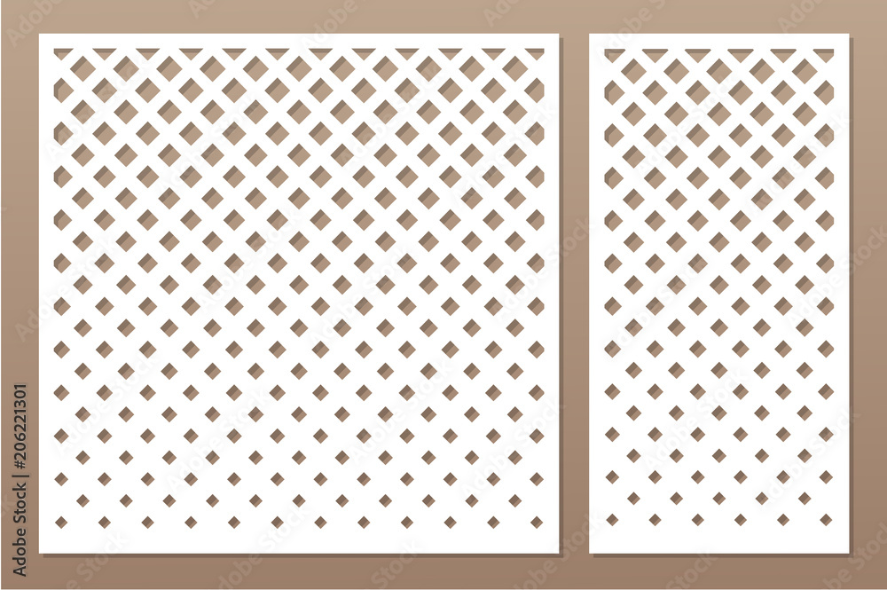 Set decorative card for cutting laser or plotter. Classical arab pattern. Laser cut. Ratio 1:1, 1:2. Vector illustration.