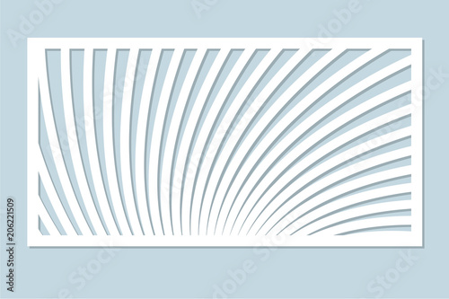 Decorative card for cutting laser or plotter. Abstract lines pattern. Laser cut. Ratio 1:2. Vector illustration. photo