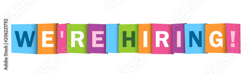 WE'RE HIRING colourful letters icon