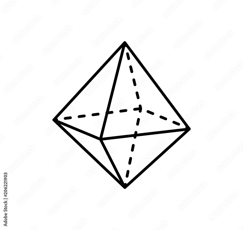 Octahedron Geometric Shape Projection Dashed Line Octahedron Geometric Shape Projection Dashed Line