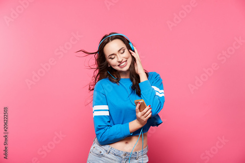 Beautiful model at pink background