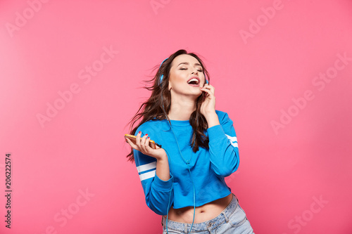 Beautiful model at pink background