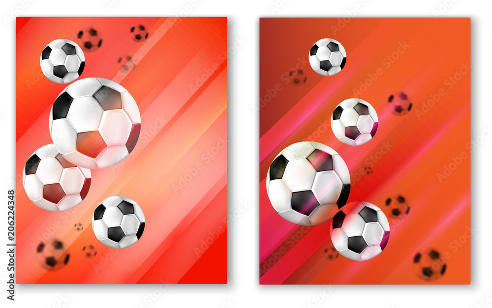 Red football cards with soccer balls.