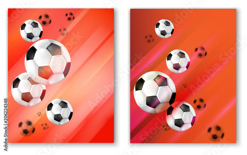 Red football cards with soccer balls.