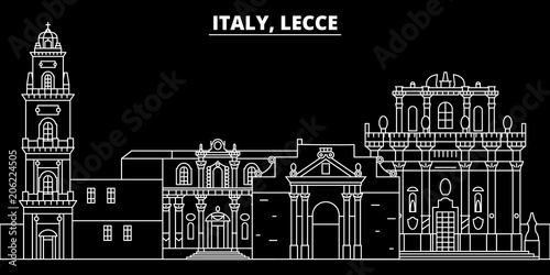 Lecce silhouette skyline. Italy - Lecce vector city, italian linear architecture, buildings. Lecce line travel illustration, landmarks. Italy flat icon, italian outline design banner