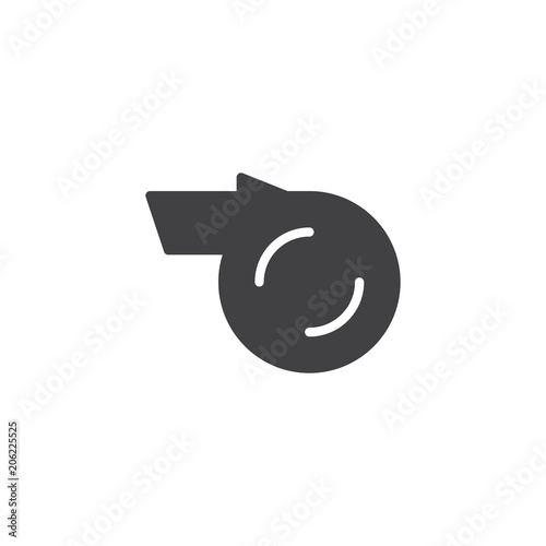 Trainer whistle vector icon. filled flat sign for mobile concept and web design. Referee whistle simple solid icon. Symbol, logo illustration. Pixel perfect vector graphics