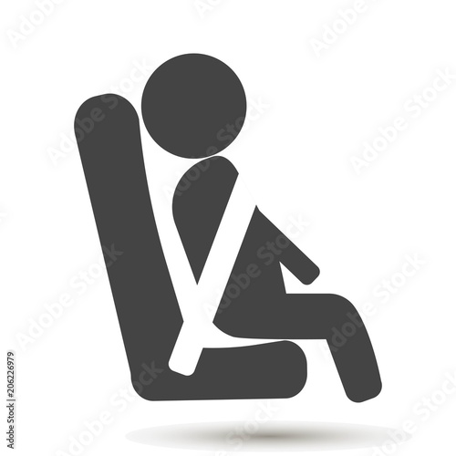 Vector icons passenger seated in the transport and use of the safety belt. Symbol motivation to use a seat belt.