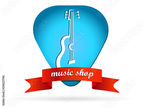 music shop - Gitarre auf dem Plektrum abgebildet