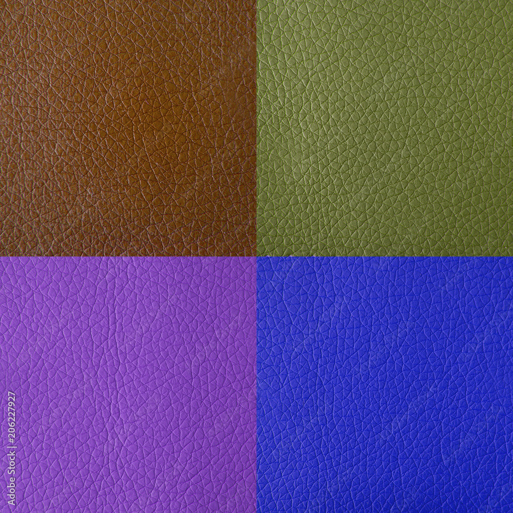 Fototapeta premium Set of leather texture lilac, blue, green, brown color