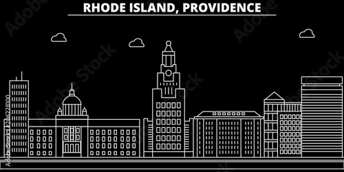 Providence silhouette skyline. USA - Providence vector city, american linear architecture, buildings. Providence line travel illustration, landmarks. USA flat icons, american outline design banner