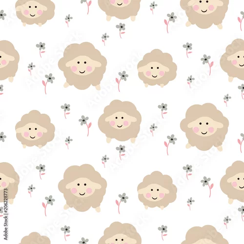 Tapety Śliczny barani zwierzęcy bezszwowy wektorowy dziecko wzór.