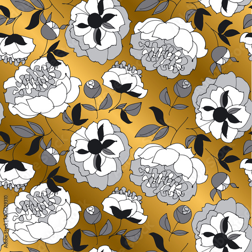 Elegant white peony on gold...
