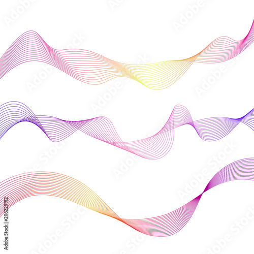 Colorful vector waves on white background