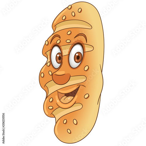 Bread. French Loaf or Baguette. Happy Pastry Food concept.