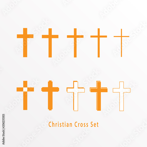 Set of Christian cross icon.