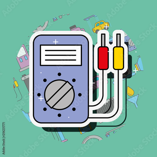 electrical motor technology car service vector illustration