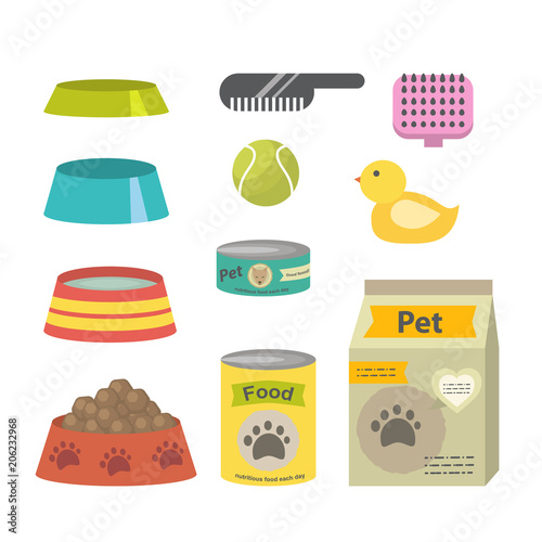 Pet care accessories isolated on a white