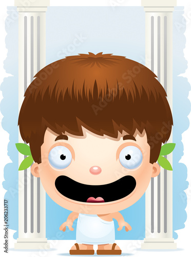 Smiling Cartoon Greek Boy