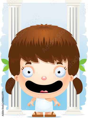 Smiling Cartoon Greek Girl