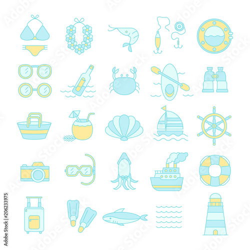 Summer Vacation Icon set,Travel symbol