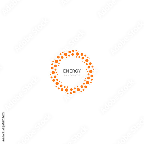 Abstract circular logo, solar energy icon, new technology business, summer vector illustration.