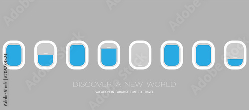 Airplane windows for your design. Flat web vector banner