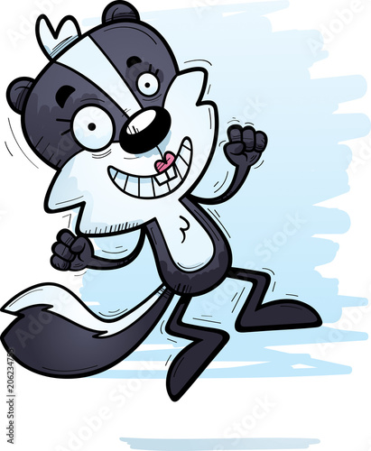 Cartoon Female Skunk Jumping