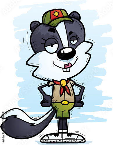 Confident Cartoon Female Skunk Scout
