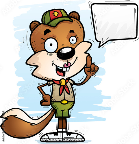 Cartoon Female Squirrel Scout Talking
