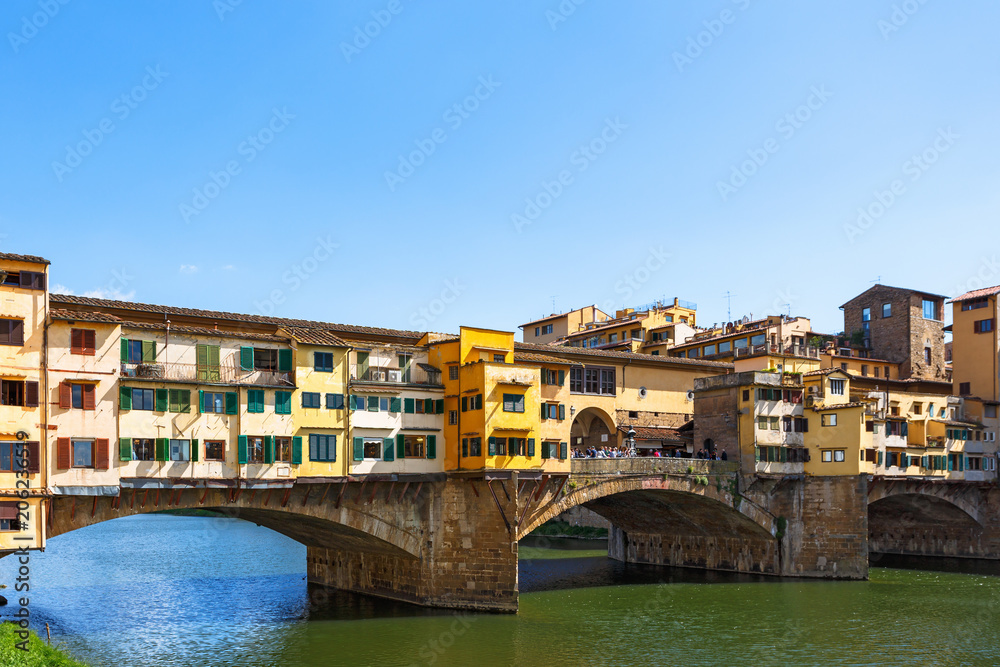 View of the famous Ponte Vecchio bridge in Florence View of the famous Ponte Vecchio bridge in Florence