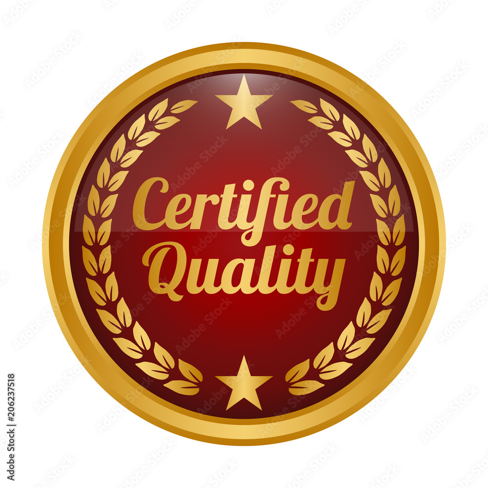 Certified quality badge on white background.