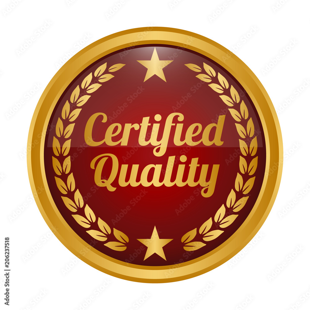 Certified quality badge on white background. Certified quality badge on white background.