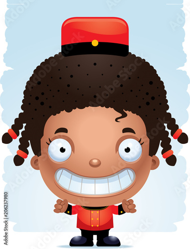 Cartoon Girl Bellhop Smiling