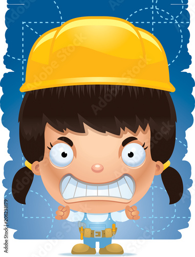 Angry Cartoon Girl Handyman