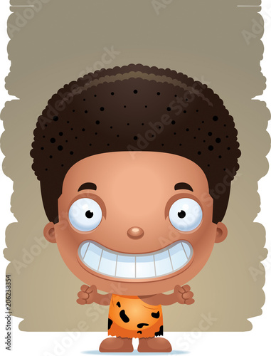 Cartoon Boy Caveman Smiling