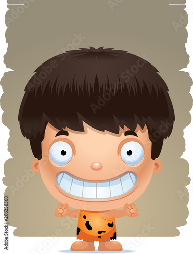 Cartoon Boy Caveman Smiling