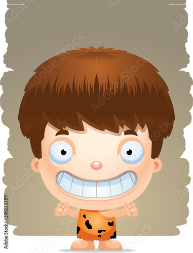 Cartoon Boy Caveman Smiling