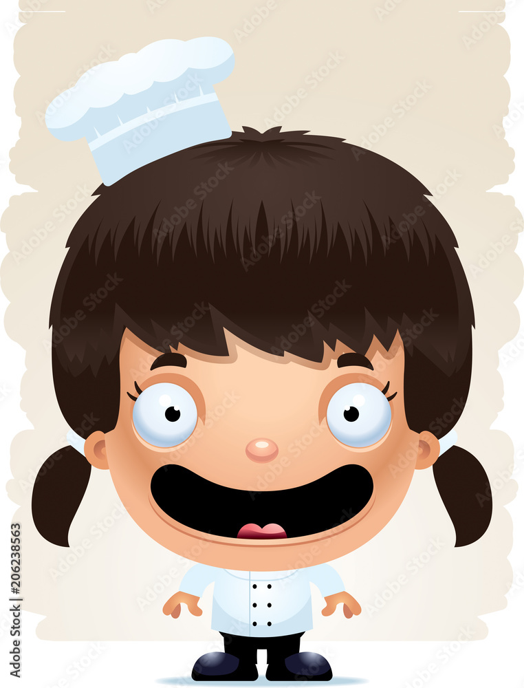 Cartoon Girl Chef Smiling